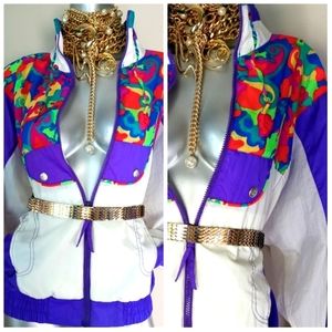 R.E. SPORT 90S Retro VIBRANT BolD ViNtage Color Block Windbreaker Jacket